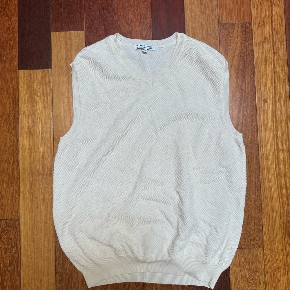 Palmer Golf | Men's Cream Pattern Golf Sweater Vest Size M